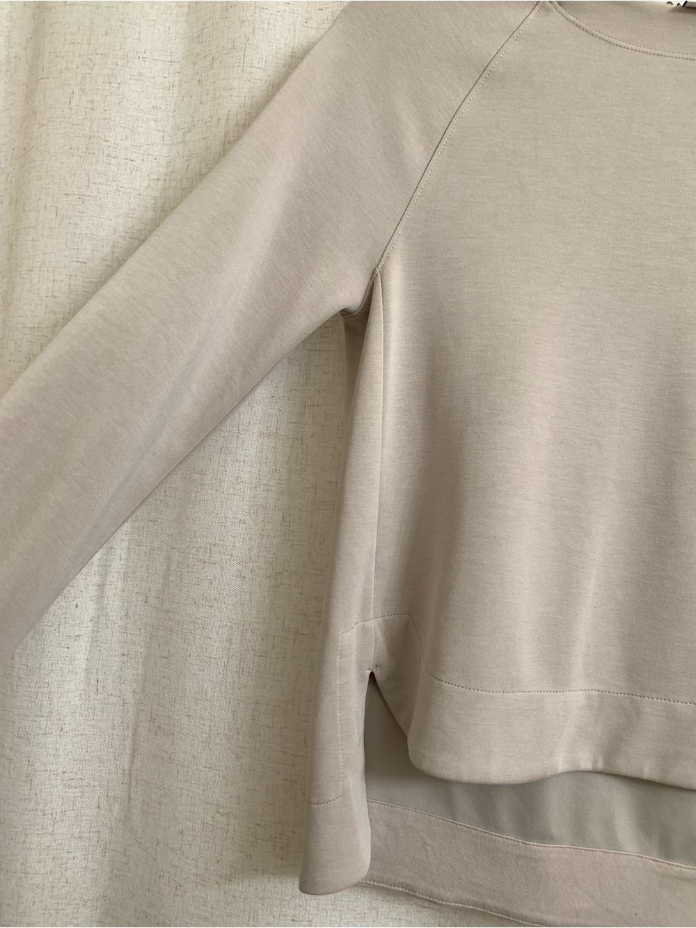 Athleta Seasoft Light Cream Taupe Raglan Crewneck Sweatshirt Peachfuzz XXS - Picture 4 of 10